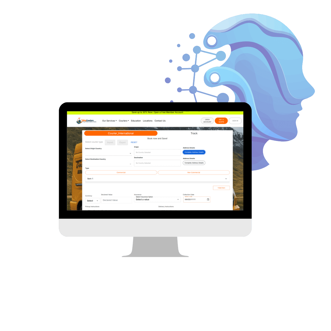 Mobile application interface showing shipping management functionality